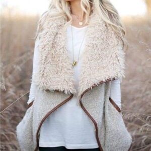 Chic Cream and Tan Faux Fur Vest